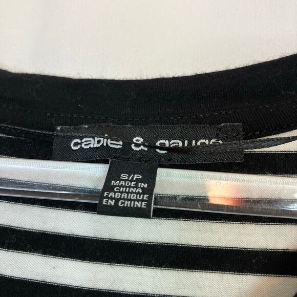 Cable & Gauge | Black White Stripe Tee Shirt Short Sleeve Womens Small - Picture 3 of 6